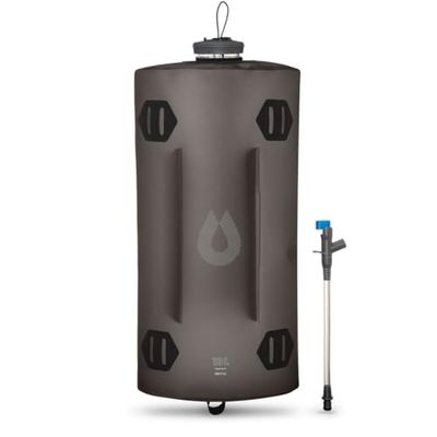 HydraPak Seeker - Contenitore d'Acqua Pieghevole (10L) - Senza BPA e PVC, Sacca per Reservoir da Campeggio - Grigio
