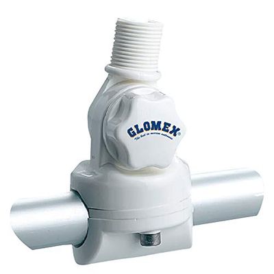 Glomex – Base a Snodo Singolo in Nylon Rinforzato (Bianco), Modello RA134 – Bloccaggio a Manopola, Slot Cavo, Per Tubi Ø 22-25mm, Barche a vela, motore, gommoni, yacht – Montaggio Antenna Versatile