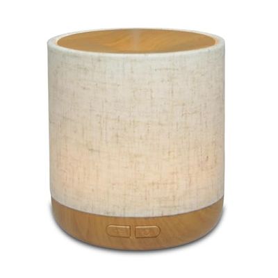 Zen'Aroôme Diffusore ad ultrasuoni Alesia – Diffusione olio essenziale a freddo aromaterapia – design originale, guscio in tela di lino e rivestimento colore legno – diffusione + illuminazione