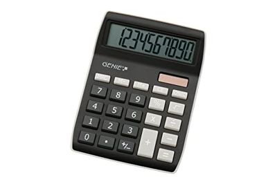 Genie – 840 DR – Calculatrice de bureau – Affichage à 10 chiffres – Double alimentation (solaire et piles) Genie 840 BK 1 Stück Noir