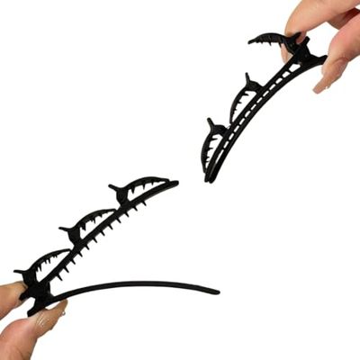 PARENCE. - Set of 2 Long Hair Clips 9.5 cm - Black - Durable Plastic Hair Clips - Hair Accessories for Women and Girls - Lightweight, Elegant and Practical