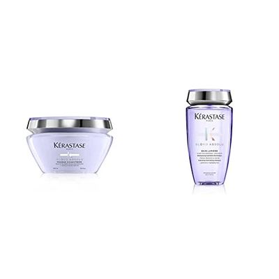 Kérastase | Blond Absolu, Maschera Ricostruttiva, Anti-Rottura, Per Capelli Danneggiati & Decolorati, 200 ml & Blond Absolu, Shampoo Idratante & Illuminante, Per Capelli Danneggiati, 250 ml