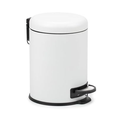 TATAY Poubelle Salle Bain avec Pédale 5L | Couvercle à Fermeture Douce | Seau Intérieur Amovible et Pratique | Acier Durable | Style Moderne – Blanc
