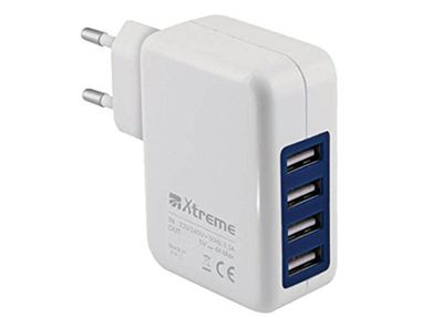 Xtreme 45570 Alimentation 4 Ports USB Intelligente, 5 Volts 20 W avec Porte équilibrée pour Apple 4 à connecté au réseau Domestique 110/220 V