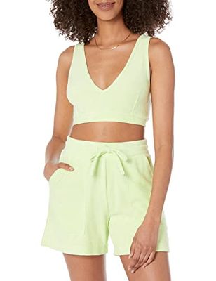 The Drop, bralette da donna Thalia con scollo a V profondo, in cotone e tessuto di spugna, verde chiaro, XXS