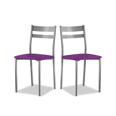 ASTIMESA SCRFBJ Deux chaises de Cuisine, Métal Similicuir Aluminium, Aubergine, Altura de asiento 45 cms