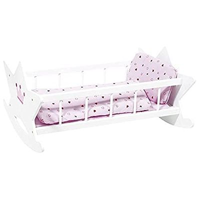 GoKi- Cuna de Muñecas con Ropa de Cama, Color Rosa, Rojo, Blanco, Klein (51809)