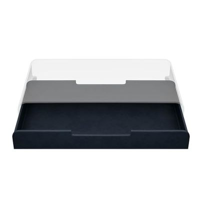 Aptiq Opberglade Middernachtblauw voor monitorstandaard - Organizer - Duurzaam PU - Lederlook