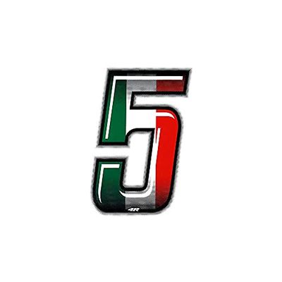 Racing Number 5 Slim, Flag, 10 x 6.5 cm