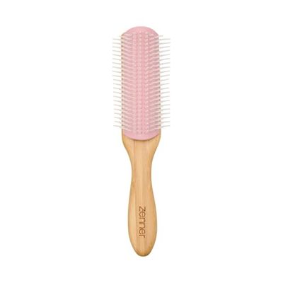 Zenner Brosse de Coiffage en Bambou – Brosse Démêlante Modulable avec Rangs de Nylon Amovibles – Pour Cheveux Bouclés, Épais ou Volumineux – Manche Léger en Bambou Naturel