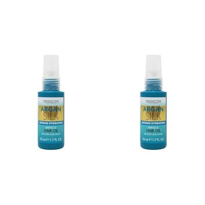 Creightons Argan Silk Intense Hydration Miracle Hair Oil (50ml) - Infused with Argan Oil which is rich in Antioxidants. Suitable for all hair types. (Pack of 2)
