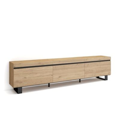 Skraut Home | TV-Meubel, Lowboard | Woonkamer, Eetkamer | 240x57x35 cm | Industrieel design | Moderne stijl | Eiken