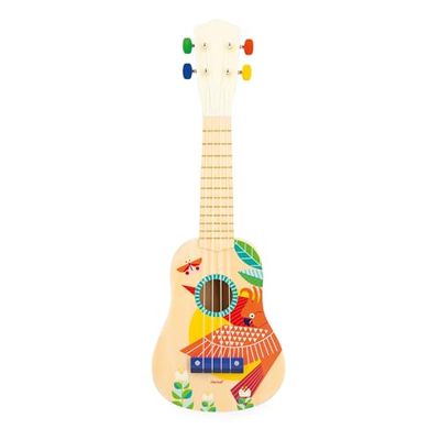 Janod - Gioia trä ukulele - musikinstrument för barn - imitation och musikalisk stimulans leksak - vattenfärg - från 3 år, J07652