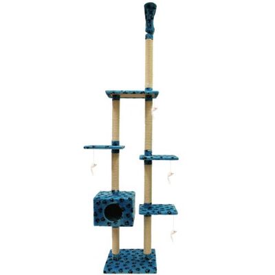 Mool Deluxe Cat Activity Centre and Scratching Tree/Post with Hidey-Hole and 4 Viewing Platforms and 4 Mouse Toys, 122 cm, Cream