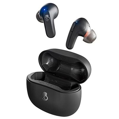 Skullcandy Rail Écouteurs Intra-Auriculaires sans Fil, Autonomie 42 h, Skull-iQ, Compatible Alexa, Microphone, Compatible iPhone + Android + Appareils Bluetooth - Noir