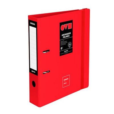 Grafoplas Archivador 2 Anillas a4 | Palanca 65mm | Unequal Minimal Rojo | Polyfoam | Apertura 360 | Resistente y Ultraligero | Ollao y Tarjetero | Cierre Goma Elástica | Tapas Plastico Rígido