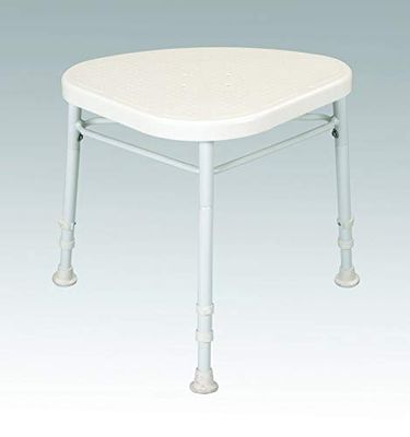 HOMECRAFT 91325463 White Line Aluminium Corner Shower Stool, Shower Chair for Elderly, Handicapped, and Disabled Users, Bath Chair for Stability and Support in the Bathroom, Tripod Seat, Bathroom Aid