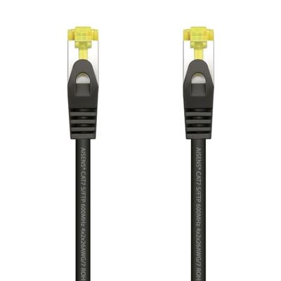 VoltShine Câble réseau RJ45 LSZH Cat.7 S/FTP AWG26 noir 1 m, idéal pour des connexions rapides et sécurisées sur des réseaux à haute vitesse.