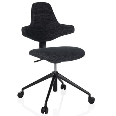 hjh OFFICE Designerskie krzesło biurowe, ergonomicznie ukształtowane, krzesło robocze PALIANO z elastycznym oparciem krzyżowym i regulacją wysokości siedziska, kolor czarny