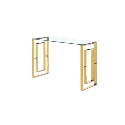 Romimex Consola Dorado Acero Inoxidable Vidrio Templado 120 x 78 x 40 cm