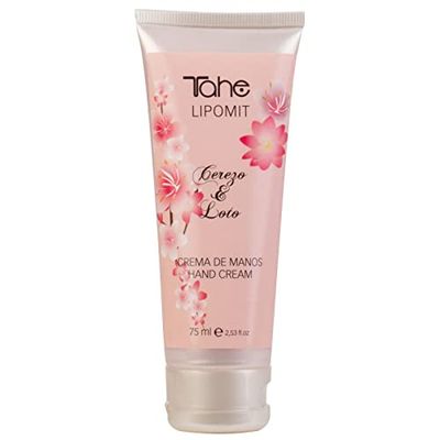 Tahe Lipomit Crema Idratante per Mani con Ciliegio e Loto Protezione Anti-Uv, 75 ml