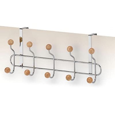 DKD Home Decor Perchero para Puertas Plata Acero Madera de caucho (45 x 6.5 x 19 cm)