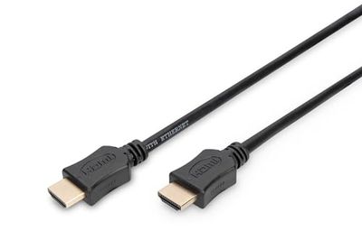DIGITUS HDMI cable - HDMI 2.0-3m - Ultra HD 4k/60Hz - gold-plated contacts - compatible with TV/projector/monitor - black