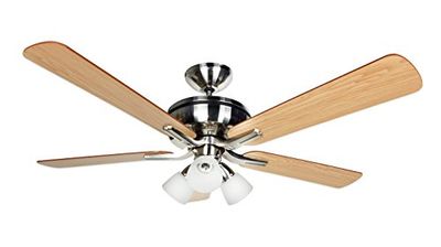 Orbegozo CP 68132 Ventoinha de teto com comando remoto, 5 pás reversíveis, 132 cm de diâmetro, 60 W, luz, 3 velocidades