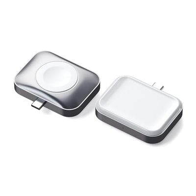 SATECHI 2 in 1 USB-C Draagbare Apple Watch Oplader en AirPods Draadloze Oplader, Dubbelzijdige Apple Watch reislader voor Series 10/9/8/7/6/5/4/3/2/SE en Apple Watch Ultra/Ultra 2, AirPods 1/2/3/4/Pro