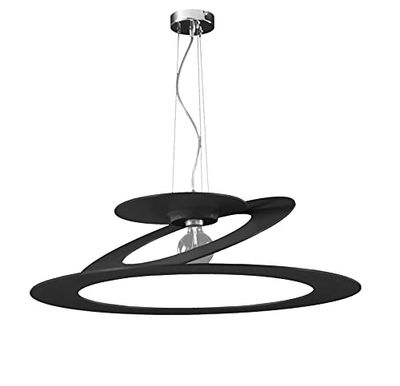 Sospensione, Lampadario moderno Planet-arium alluminio tagliato laser col. nero, design originale, minimal, industriale, 1xE27 LED per cucina, camera, soggiorno, sala. Diametro 70cm.