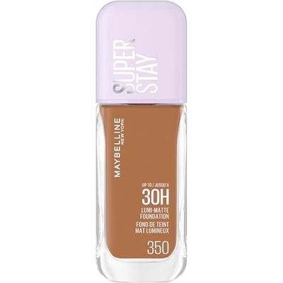 Maybelline New York Super Stay up to 30H Lumi-Matte Foundation, Medium-Full Coverage, Vegan Formula*, Amino Acids, Niacinamide, Vitamin E - Shade 350