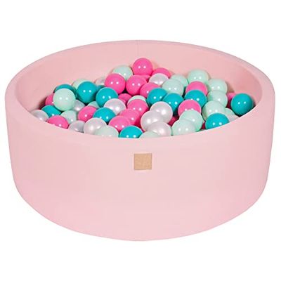 MEOWBABY Piscine À Balles 90X30cm/200 Balles ∅ 7Cm pour Bébé Enfant Bambin Jouets Fabriqué de Jouet Rond Mousse Fabriqué en UE Rose Clair: Perle Blanche/Turquoise/Rose Clair/Menthe