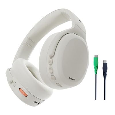 Skullcandy Crusher ANC 2 Cuffie Wireless Over-Ear con Cancellazione del Rumore, Sensory Bass, Skull-iQ, Extra Charging Cable 50 Ore di Autonomia, Compatibili con Alexa, Bluetooth, Bone