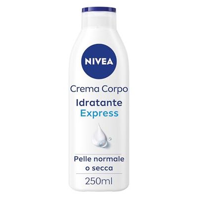 NIVEA Express fuktgivande kroppskräm 250 ml, 72h kroppsfuktighetskräm berikad med ren hyaluronsyra, havsmineraler och intensiv näring serum, fuktgivande kroppskräm torr eller normal hud