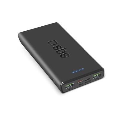 SBS Powerbank 10K Fast, Alimentation 10 000 Mah, Charge Rapide 22,5 W, Charge Rapide Adaptative (AFC), LED d'État, USB-C, USB-A, Chargeur pour iPhone, iPad, Airpods, Samsung, Tablette, Smartphone