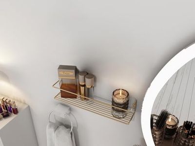 Stylowa chromowana półka ścienna, 7 x 7 x 33 cm, 100% metal, pojemność 1 kg, idealna do nowoczesnej dekoracji domu i organizacji przestrzeni, elegancki design