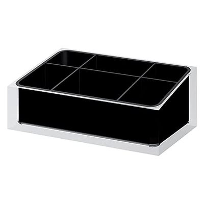 Gedy Auckland Make-uporganizer, zwart, handgemaakt, afmetingen 7,5 x 19 x 11 cm, make-up-organizer van transparante hars, kwasthouder met R&E-design, 2 jaar garantie