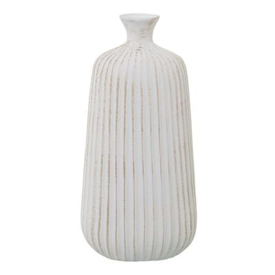 Alexandra House Living Vaas, wit, goud, keramiek, 18 x 18 x 37 cm