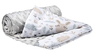 Medi Partners Couverture Bebe Couvertures Bébés 100% Coton Enfant 75x100cm pour Multifonctionnel Bilatéral pour Landaus (Glade avec Minky Gris)