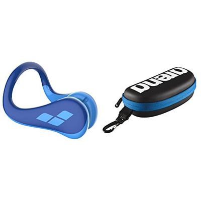 arena Mixte Pro II Pince Nez, Navy-Blue, Taille Unique EU & Swim Goggle Case, Étui pour Lunettes de Natation, Étui Rigide, Couleur Noire