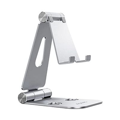 AISENS MS2PXL-092 tafelhouder XL verstelbaar (2 stuks) voor telefoon/tablet, zilverkleurig