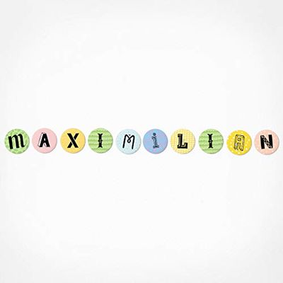 PICKMOTION Maximilian | Lot de 10 Lettres magnétiques | Cadeaux de bébé avec nom, pour Tableau magnétique, Mur magnétique, Chambre d'enfant, aimants de réfrigérateur, diamètre 3,2 cm – pour Enfants