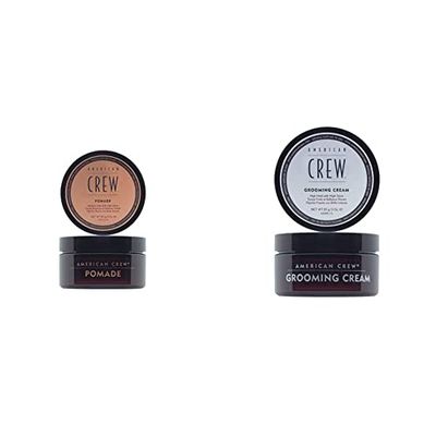American Crew Pomade with Medium Hold & High Shine for Shape & Control (85g) Water-based Pomade, Hair Styling for Men & Grooming Cream