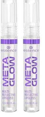 Essence Cosmetics Lucidalabbra Multiriflettente Meta Glow, Curativo, Risultato Istantaneo, Lucida, Brillante, 3 ml (Confezione da 2)