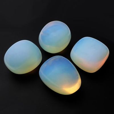 Tumbled Opal Stones (4 Pack) - 1-1.5 Inch Smooth Crystals for Emotional Healing, Inspiration & Serenity - Polished High Vibration Healing Crystals, Gentle Energy, Creativity Boost