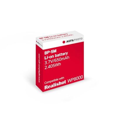 Batería de Litio BP-5M - 3,7 V / 650 mAh 2,405 WH - para Compact Agfa Photo Realishot WP8000
