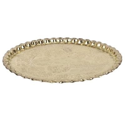HOME DECO FACTORY, KA0114, Dekoracyjna taca ze złotego metalu, elegancki i uniwersalny design, idealna na stół lub do dekoracji, średnica 475 cm, kolor złoty