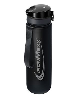 IronMaxx Sport Water Bottle - Deep Black 1000ml | Borraccia robusta e antigoccia con tappo a vite | BPA-free e riutilizzabile | Per sport, viaggio, giorno