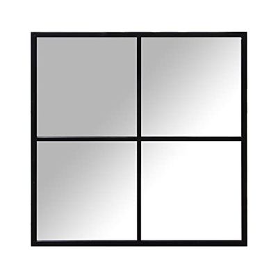 DRW Specchio da parete in metallo nero 80 x 2 x 80 cm