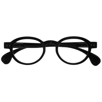 OPULIZE OCA Reading Glasses - Modern Retro Round Frame - Shiny Black - Mens Womens - Spring Hinges - R54-1 - +1.50